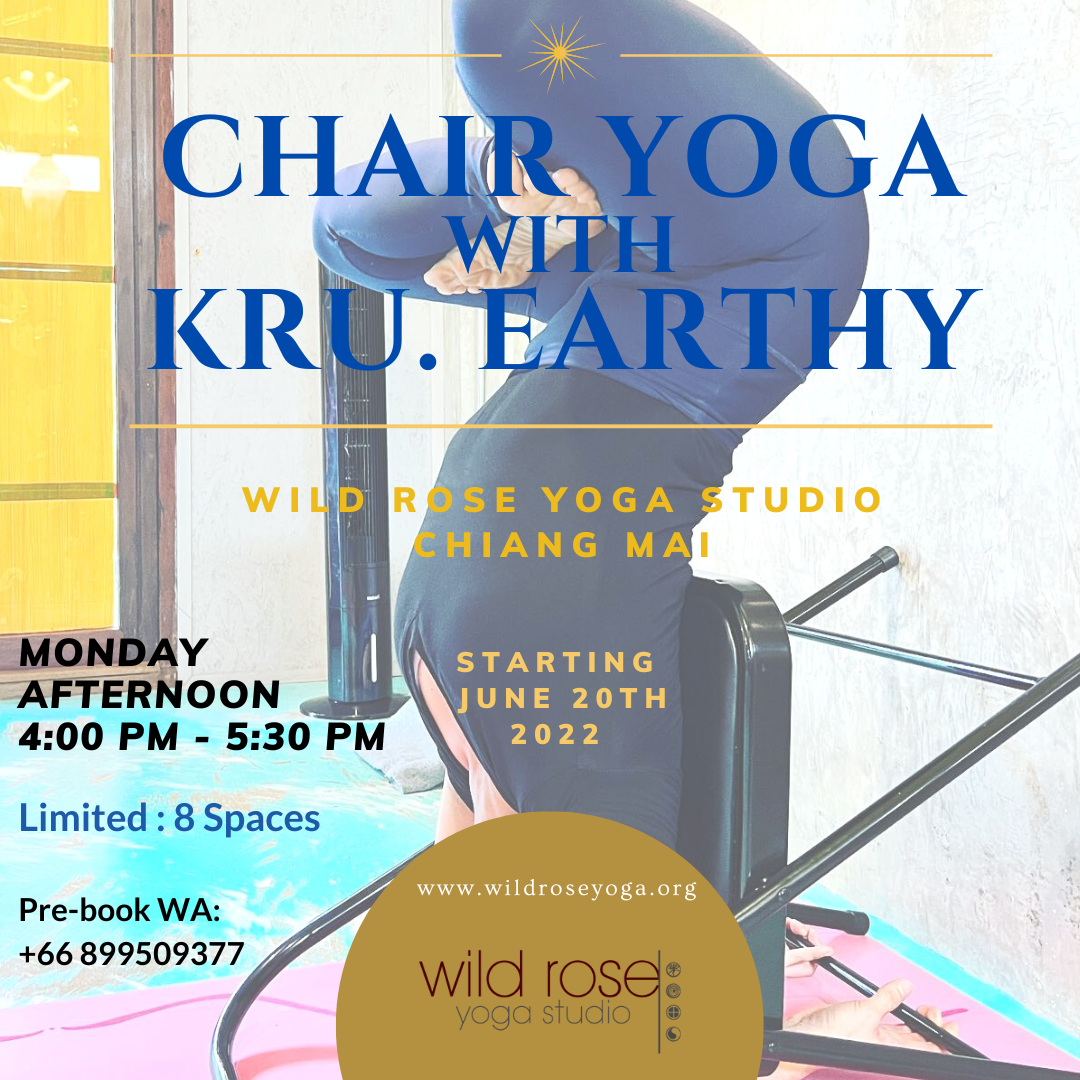 Chair Yoga with Kru. Earthy Wild Rose Yoga Studio Chiang Mai