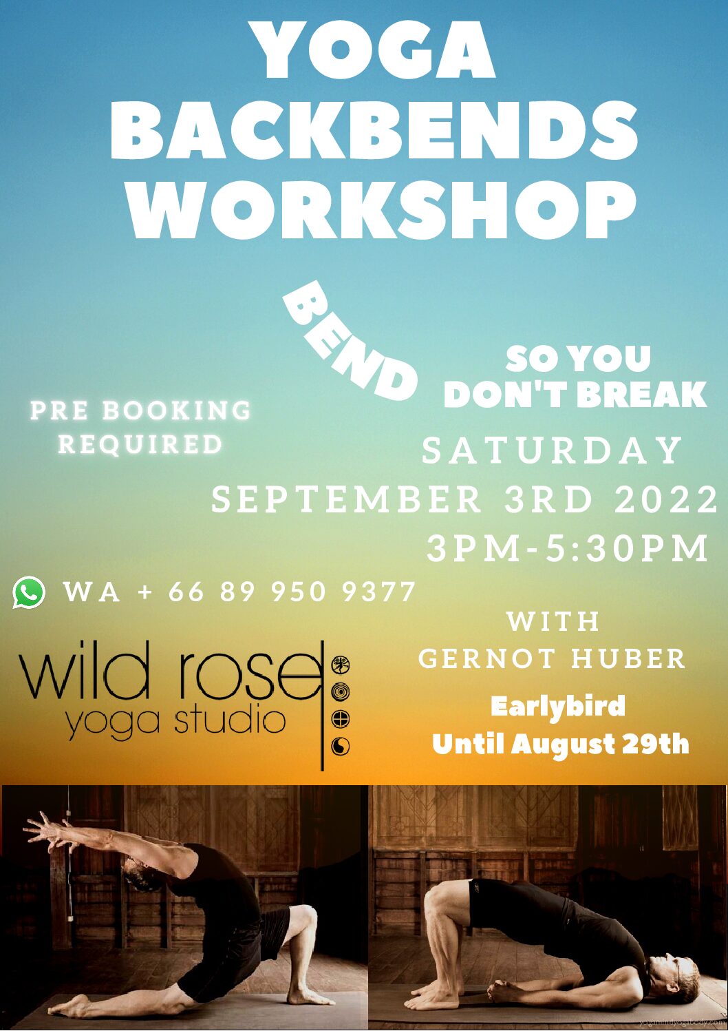 Yoga Backbends Workshop Chiang Mai, Thailand September 3rd, 2022 at Wild Rose Yoga Studio